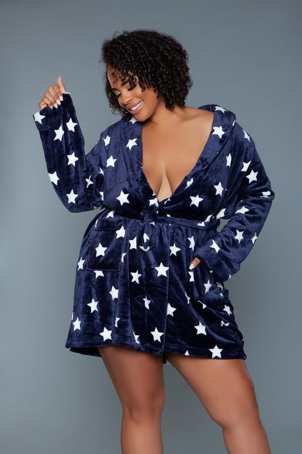 2259 Kaylee Robe Navy White - Spicy and Sexy