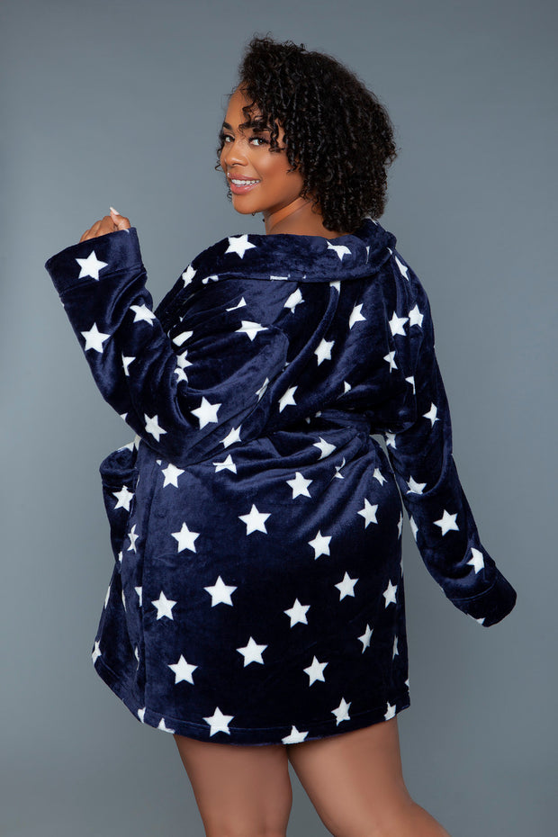 2259 Kaylee Robe Navy White - Spicy and Sexy