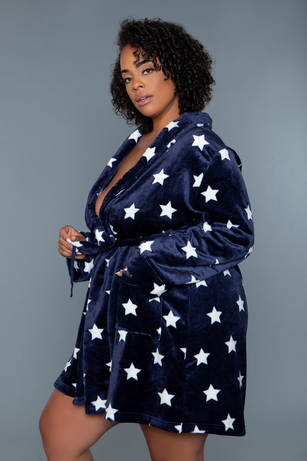 2259 Kaylee Robe Navy White - Spicy and Sexy