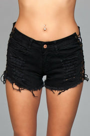 J5BK Looped In Distressed Shorts - Black - Spicy and Sexy