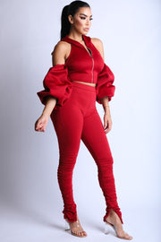 Puff Sleeve Hoodie Set - Spicy and Sexy