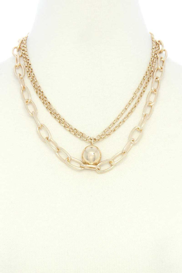 Metal Ball Oval Link Layered Necklace - Spicy and Sexy