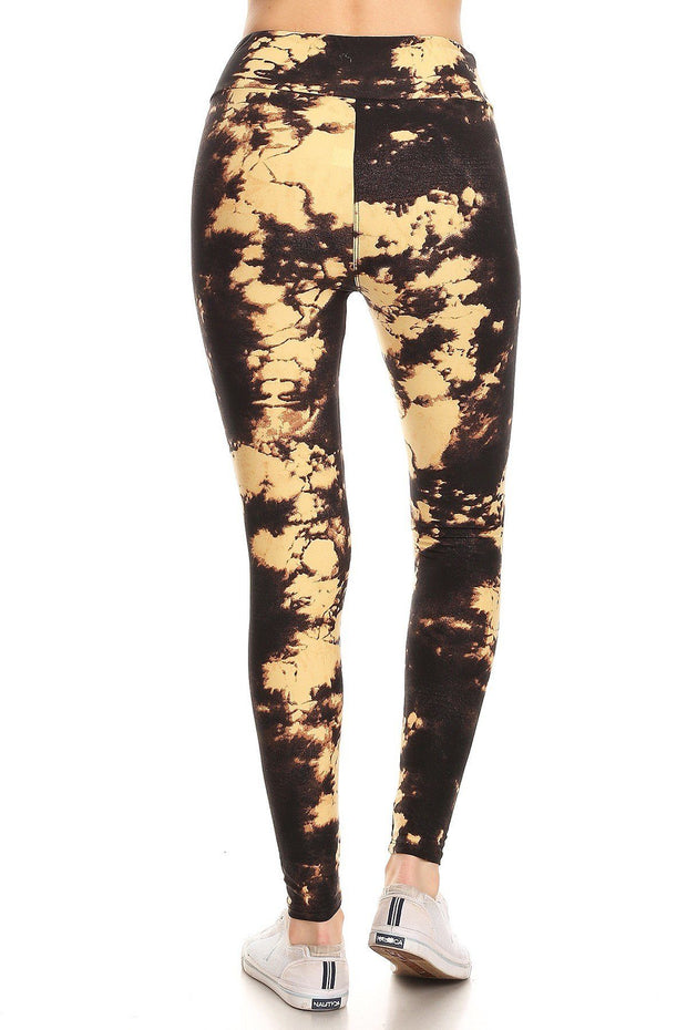 Yoga Style Banded Lined Tie Dye Print, Full Length Leggings In A Slim Fitting Style With A Banded High Waist - Spicy and Sexy