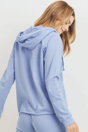 French Terry Hood With V-Neck Long Sleeve Top - Spicy and Sexy