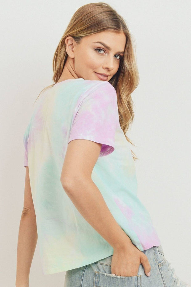 Tie Dyed Round Neck Short Sleeve Tee - Spicy and Sexy