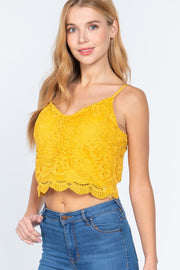 Crochet Lace Cami Woven Top - Spicy and Sexy