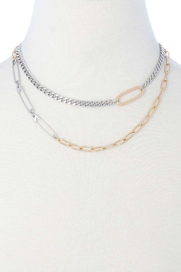 2 Layered Metal Clothing Pin Chain Multi Necklace - Spicy and Sexy