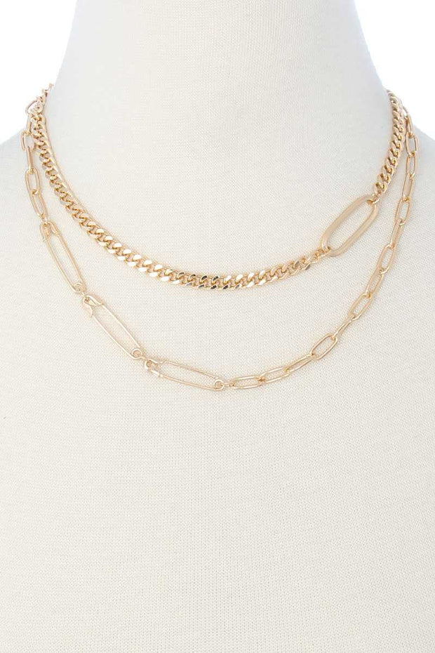 2 Layered Metal Clothing Pin Chain Multi Necklace - Spicy and Sexy