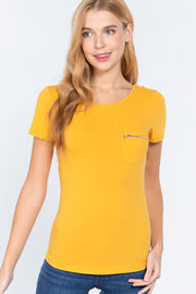 Short Sleeve Top With Zipper Pocket - Spicy and Sexy