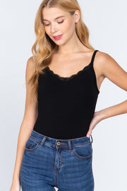 Heavy Rib Cami With Lace Bodysuit - Spicy and Sexy
