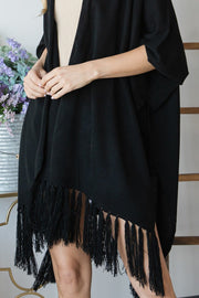 Draped Poncho Cardigan With String Detail - Spicy and Sexy