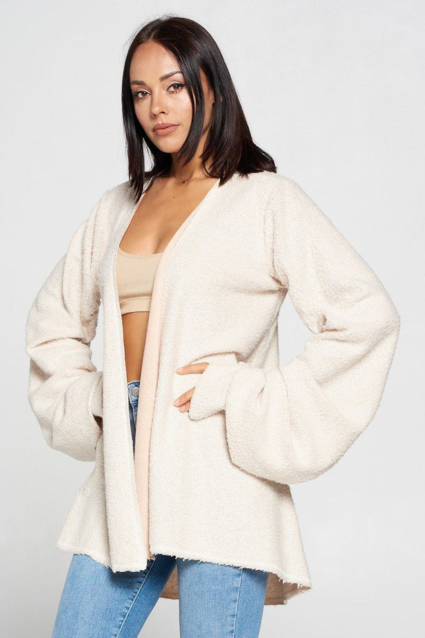 Cute Fuzzy Open Front Cardigan - Spicy and Sexy