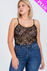 Plus Size Lace Cami Bodysuit - Spicy and Sexy