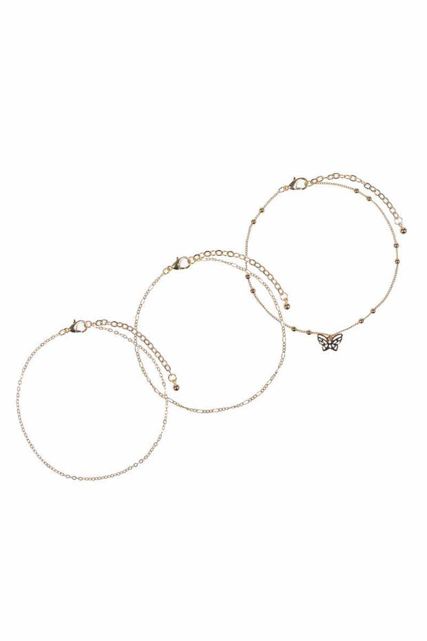 Butterfly Metal Chain 3 Pc Bracelet Set - Spicy and Sexy