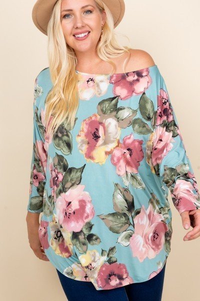 Plus Size Floral Printed Venezia One Shoulder Fashion Top - Spicy and Sexy