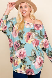 Plus Size Floral Printed Venezia One Shoulder Fashion Top - Spicy and Sexy