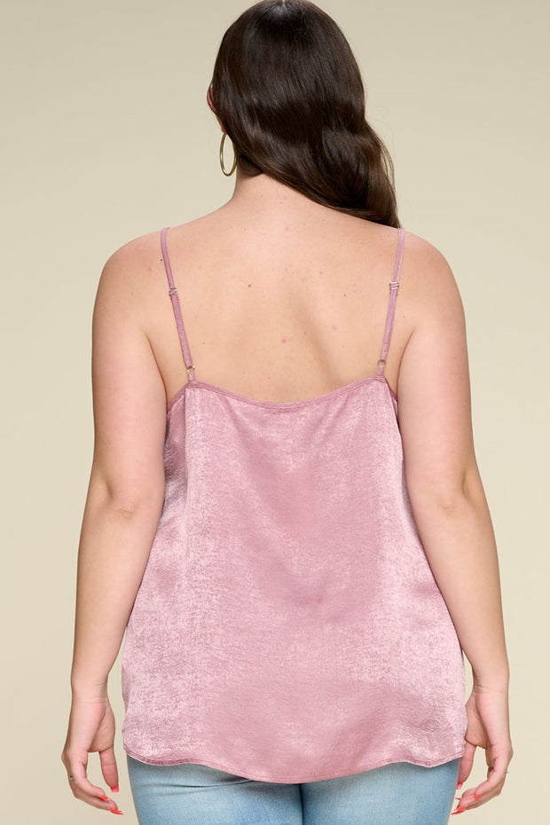 Solid Satin Sleeveless Cami Woven Tank Top - Spicy and Sexy