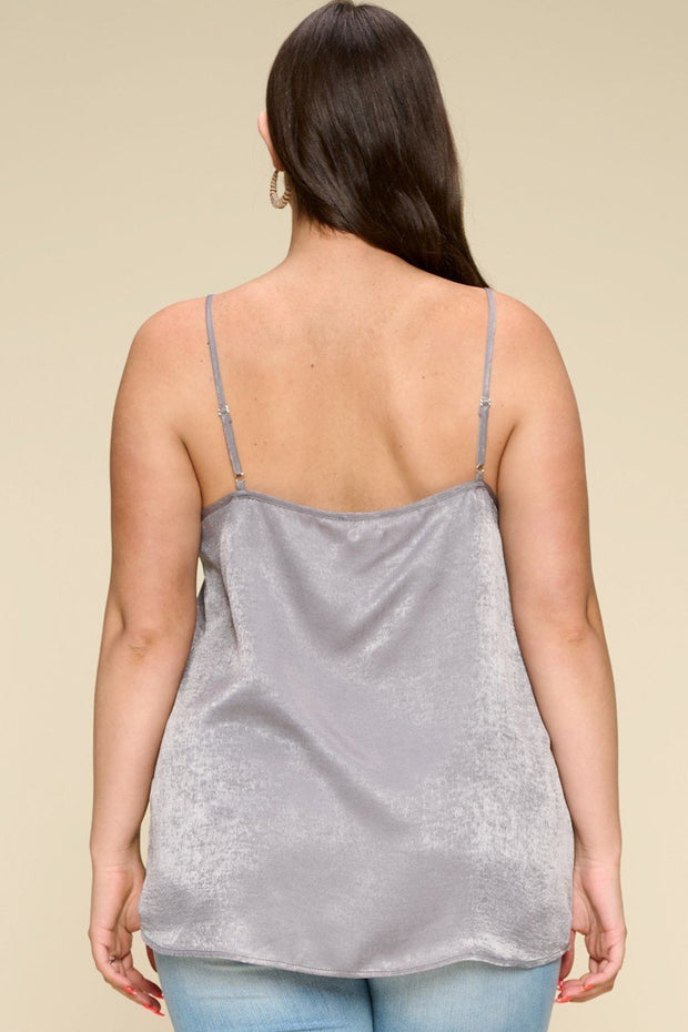 Solid Satin Sleeveless Cami Woven Tank Top - Spicy and Sexy