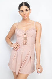 Cinched Zip Sweetheart Pleated Romper - Spicy and Sexy