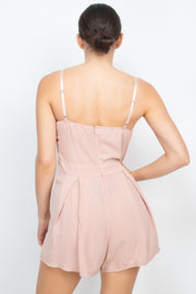 Cinched Zip Sweetheart Pleated Romper - Spicy and Sexy