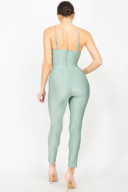 Solid Skinny Cinched Sweetheart Jumpsuit - Spicy and Sexy