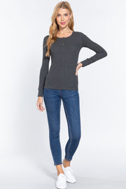 Long Sleeve Scoop Neck Thermal Top - Spicy and Sexy
