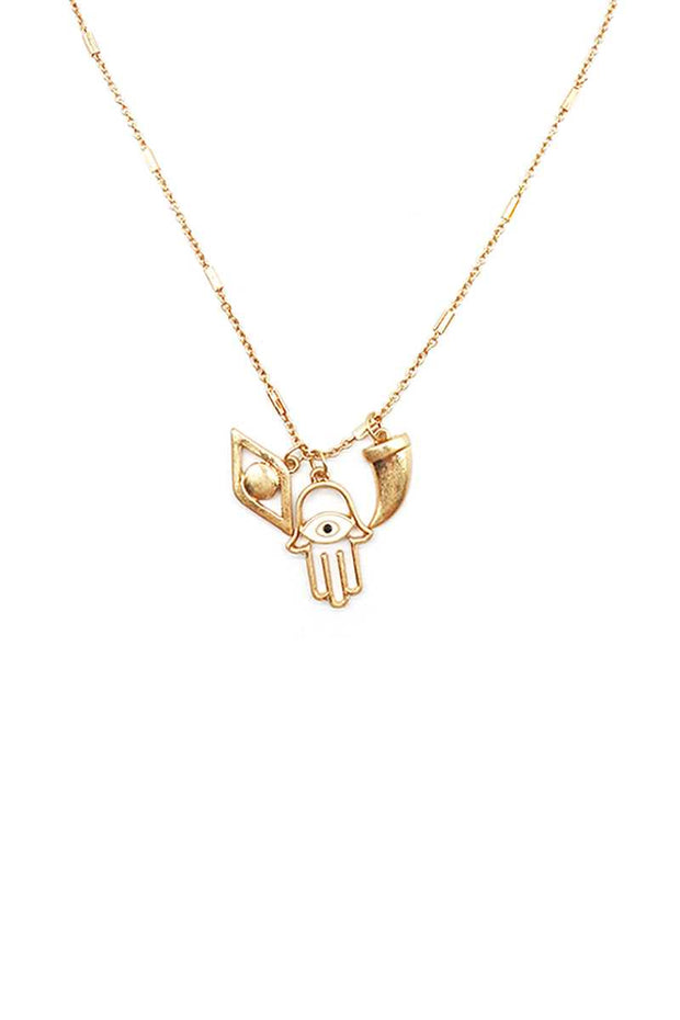 Fashion Metal Hamsa Hand Eye Tooth Necklace - Spicy and Sexy