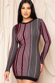 Multi-Color Striped Ribbed Dress - Spicy and Sexy