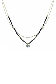 2 Layered Metal Seed Bead Evil Eye Pendant Necklace - Spicy and Sexy