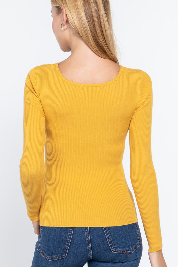 Long Sleeve V-Neck Knotted Sweater - Spicy and Sexy