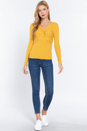 Long Sleeve V-Neck Knotted Sweater - Spicy and Sexy