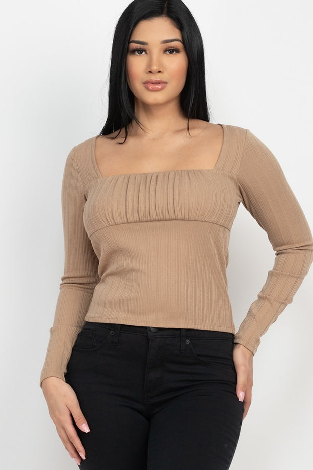 Shirred Square Neck Top - Spicy and Sexy