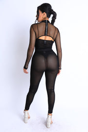 Mesh Crop Jumpsuit Set - Spicy and Sexy