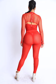 Mesh Crop Jumpsuit Set - Spicy and Sexy