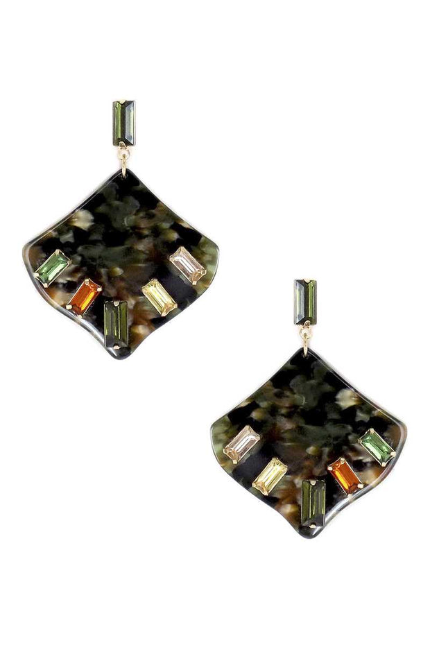Acetate Rhinestone Square Dangle Earring - Spicy and Sexy