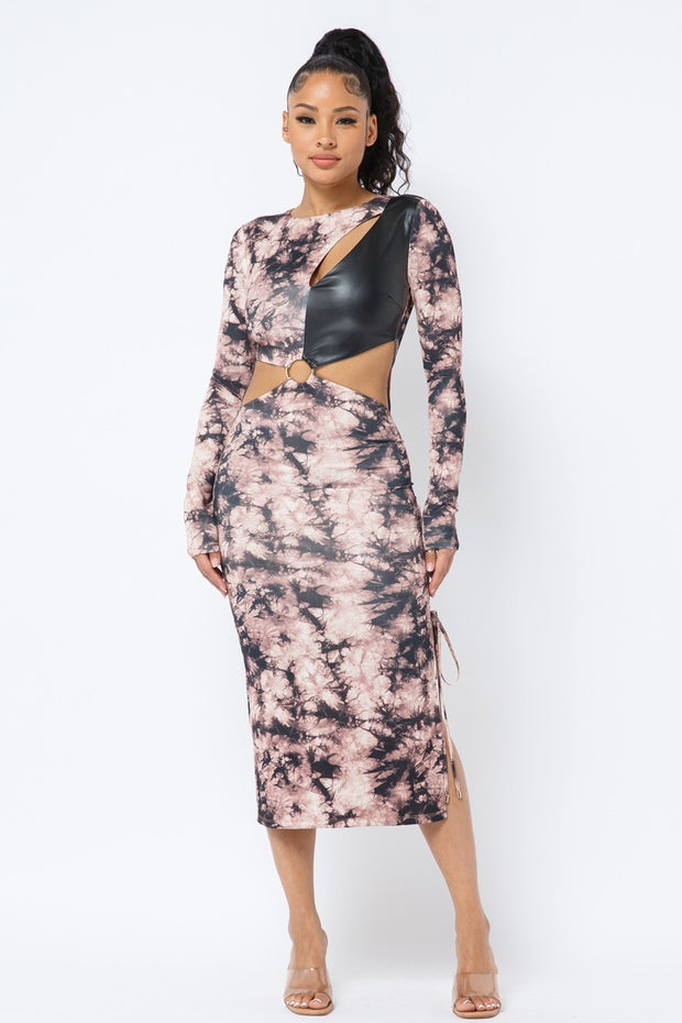 Tie Dye Long Sleeve Midi Dress - Spicy and Sexy