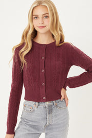 Buttoned Cable Knit Cardigan Long Sleeve Sweater - Spicy and Sexy