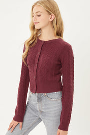 Buttoned Cable Knit Cardigan Long Sleeve Sweater - Spicy and Sexy
