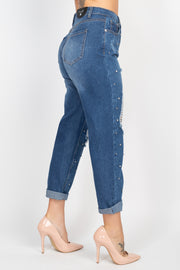 Rhinestones Ripped-Front Denim Jeans - Spicy and Sexy