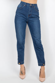 Cuffed-Button Mom Jeans - Spicy and Sexy