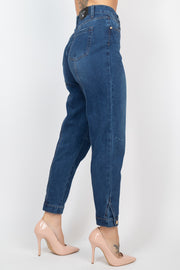 Cuffed-Button Mom Jeans - Spicy and Sexy