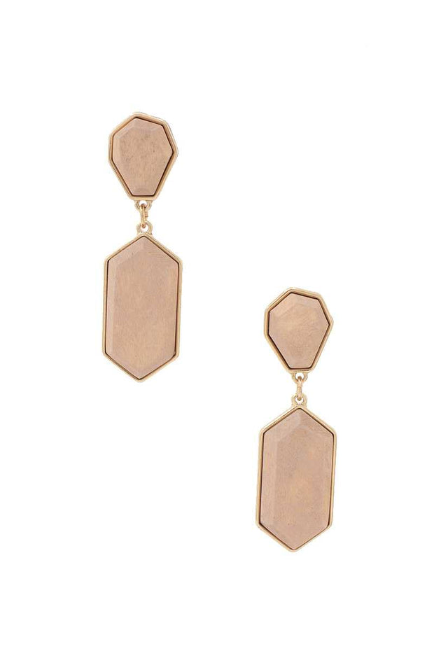 Geometric Wood Post Drop Earring - Spicy and Sexy