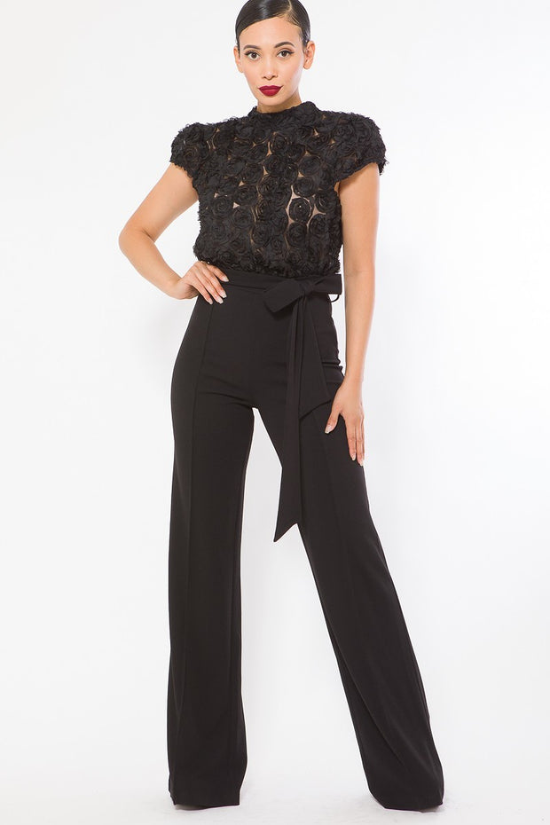 Flower Lace Top Detailed Fashion Jumpsuit - Spicy and Sexy
