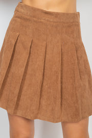 A-Line Corduroy Pleated Mini Skirt - Spicy and Sexy
