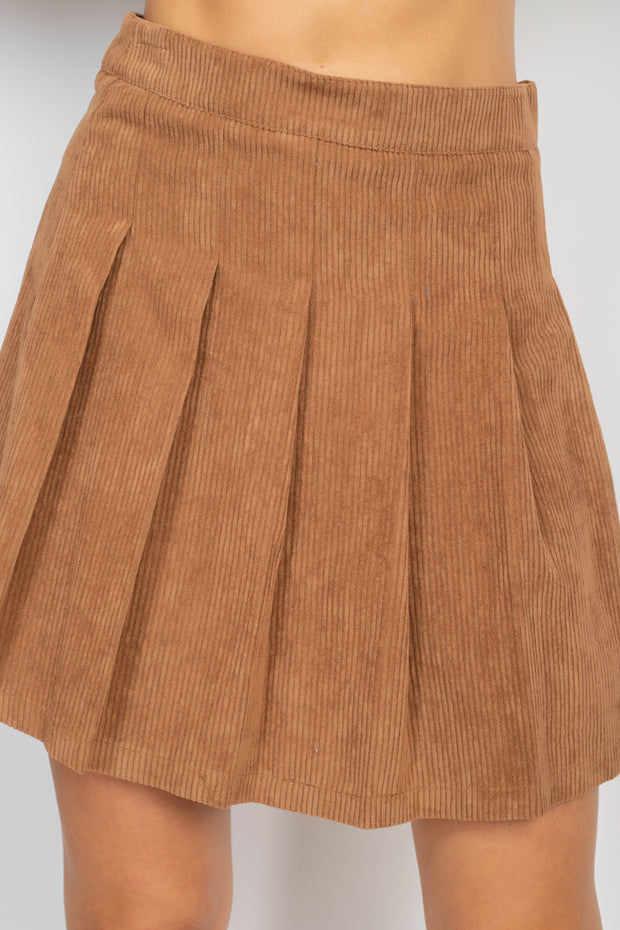 A-Line Corduroy Pleated Mini Skirt - Spicy and Sexy