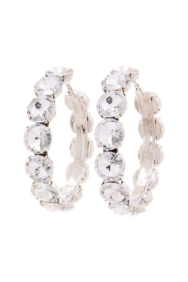 Rhinestone 3.25 Inch Classic Hoop Earring - Spicy and Sexy