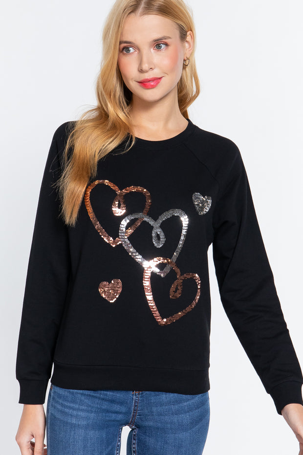 Sequins French Terry Pullover Top - Spicy and Sexy