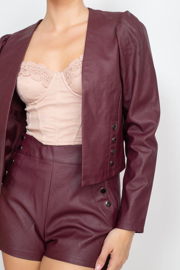 Side Button Detailed Jacket & Shorts Set - Spicy and Sexy