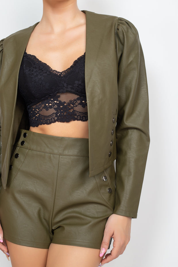 Side Button Detailed Jacket & Shorts Set - Spicy and Sexy