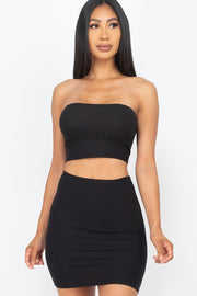 Ribbed Tube Top And Mini Skirt Sets - Spicy and Sexy